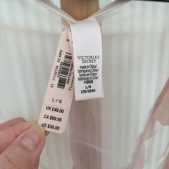 Victoria’s Secret Teddy Bodysuit Pink w/ Gold Metallic Stripe Size Large NWT - Picture 10 of 10